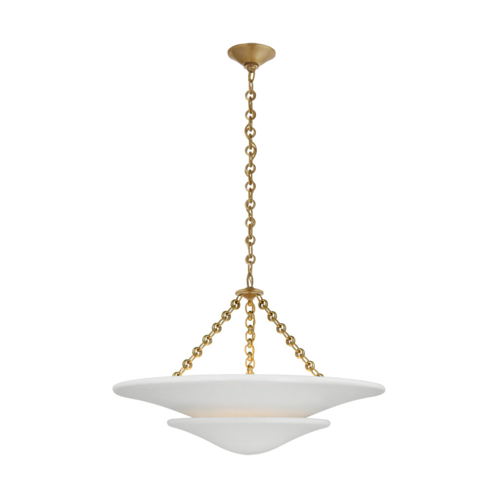 Mollino Medium Tiered Chandelier Brass and Plaster White by