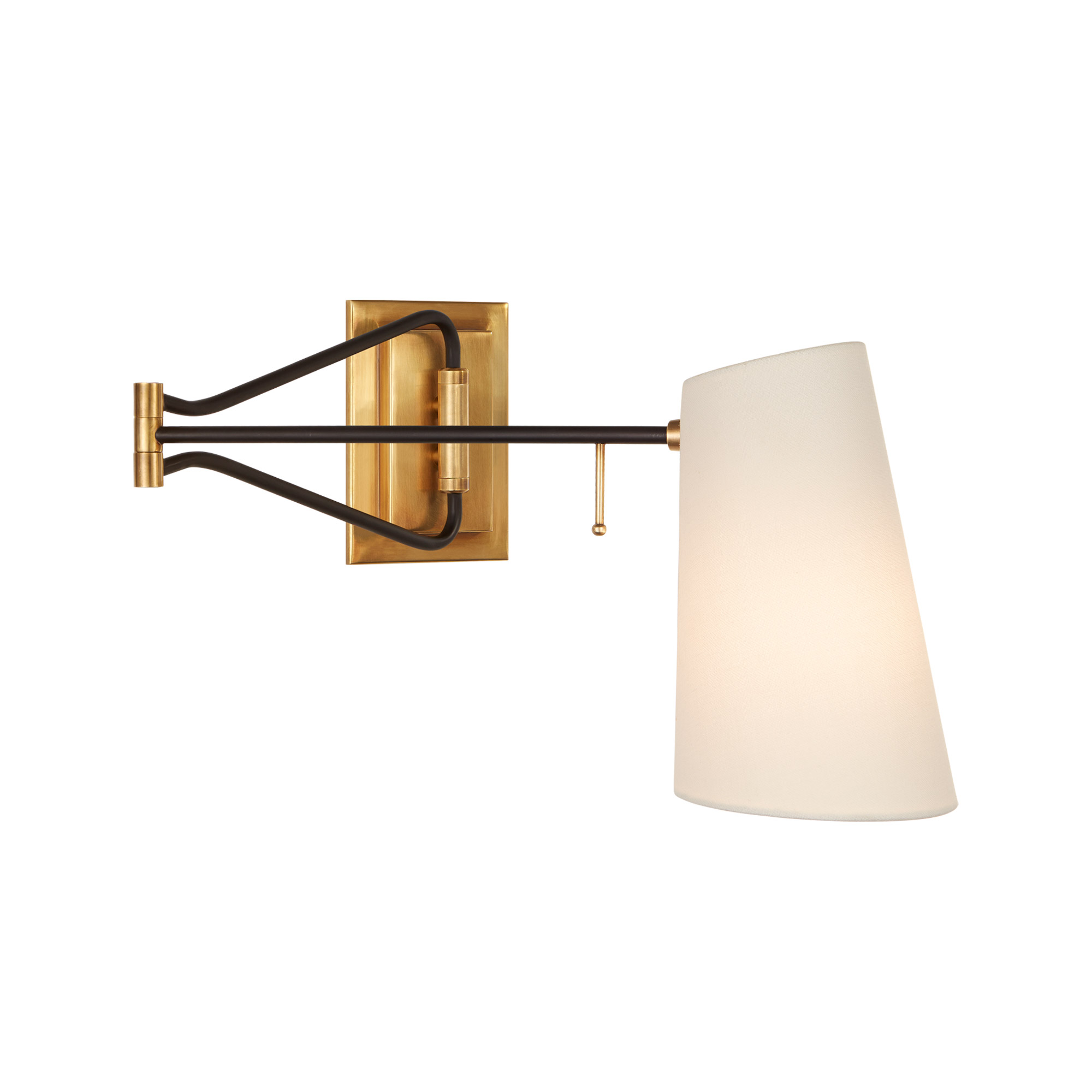 Keil Swing Arm Wall Sconce Brass and Black by AERIN